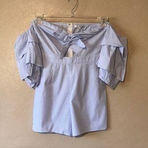 #3 Fashion Nova Deep Sea Striped Romper size S